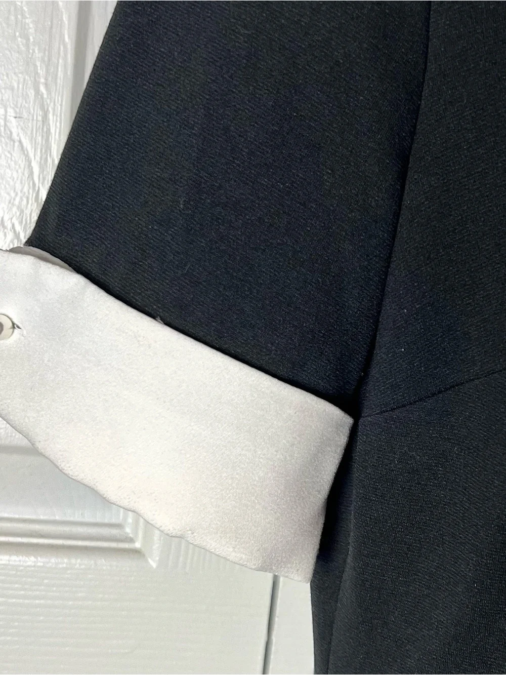 KARL LAGERFIELD Paris Dress Shift Peter Pan Collar Pearls Black White Designer - Picture 7 of 11